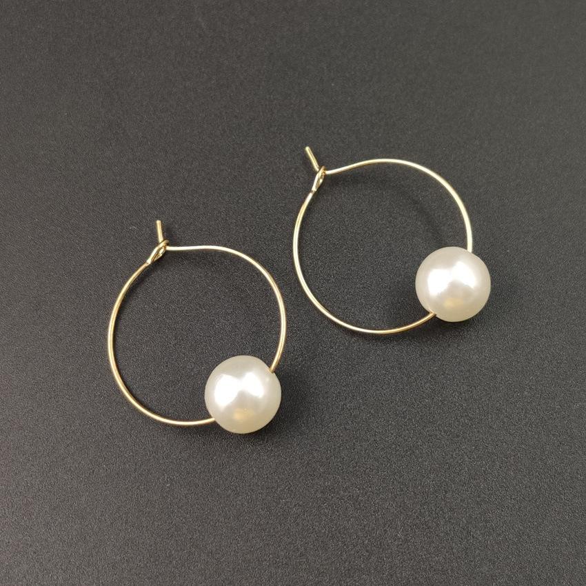 

Imitation Pearl Pendant Hoop Earrings for Women European American Personality Minimalist Loop Brincos Zircon Accessory Gift