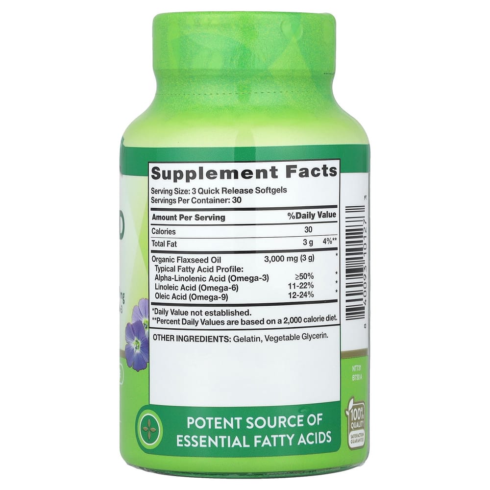 iHerb Nature's Truth Flaxseed Oil 3000mg Softgels, 90 Count (1000mg per Softgel)