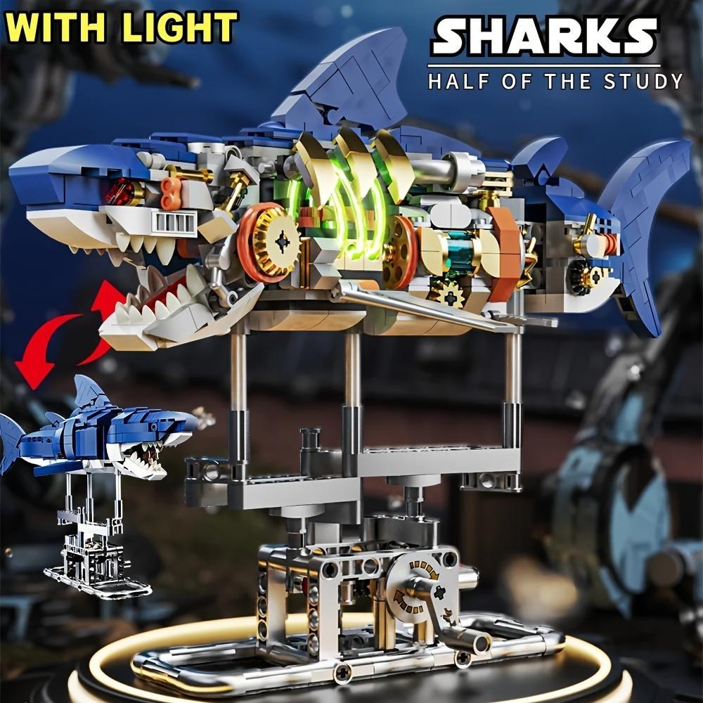Creative Mechanical Sharks, Parrots and Mantises Building Block Marine Life Model Kit with Lights for teens,Christmas or Birthday Gift for Little Ones