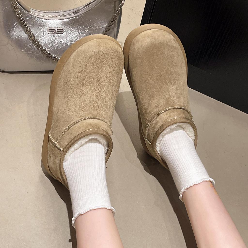 Winter Ugly Cute Big Head Snow Boots Women's New Thick-soled Thickened Velvet Warm and Comfortable Cotton Shoes In Autumn and Winter