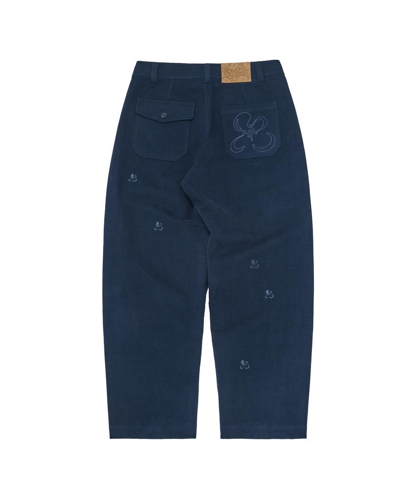 Kkotte Tiny Blossom Barrel Leg Pants (Navy)