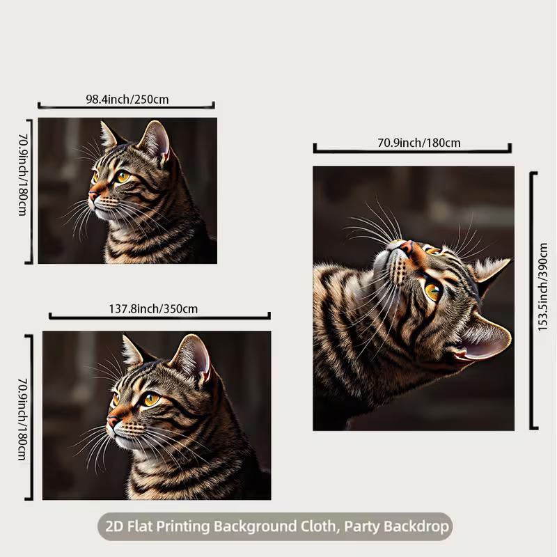 2D Realistic Tabby Cat Backdrop Cloth, Pet Portrait Photography Background