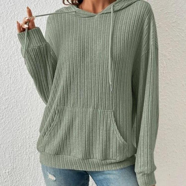 Winter Autumn Casual Hoodie Loose Knitwear Pullover with Kangaroo Pocket