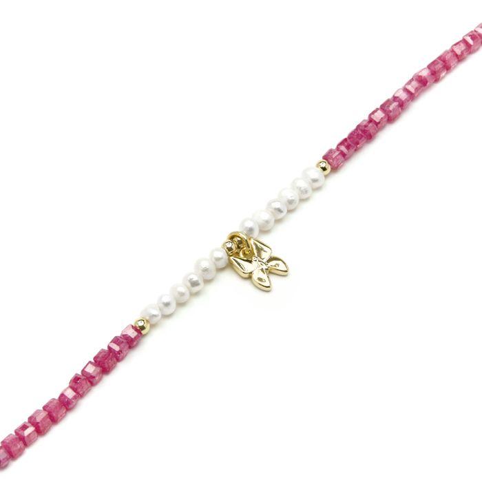 Bracelet - LUXENTER - Gamme Argent 925 - Argent sterling 925 - Or jaune 18k - Perle blanche