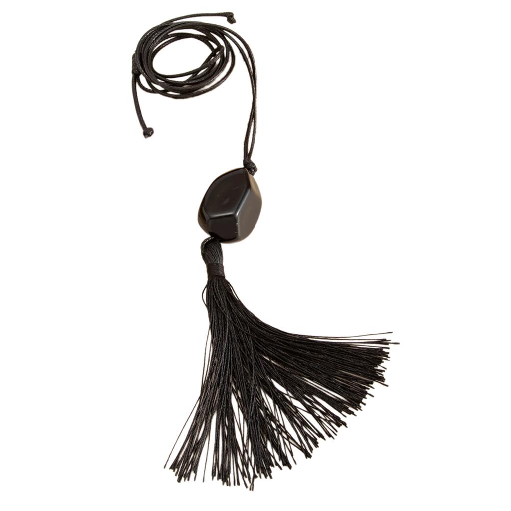 Fashionable Black Resin Beaded Fringe Necklace With Versatile Length Adjustment Ideal For Gift And Parties
