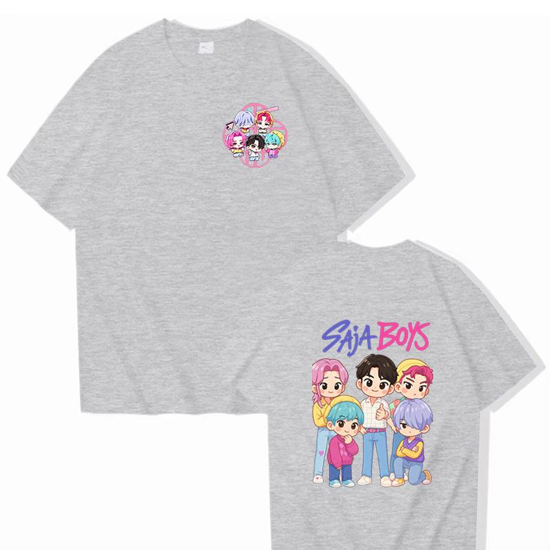 Kpop Demon Hunters Animation T-Shirt Summer Huntrix Saja Boys Street Style T-Shirts Casual Tshirt for Men Short Sleeve Clothing