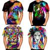 Erkaklar va ayollar moda ko'ylagi hayvonlar graffitisi inkjet qisqa yengli leopard sher yo'lbars 3d kiyim ijodiy hip hop qisqa yengli