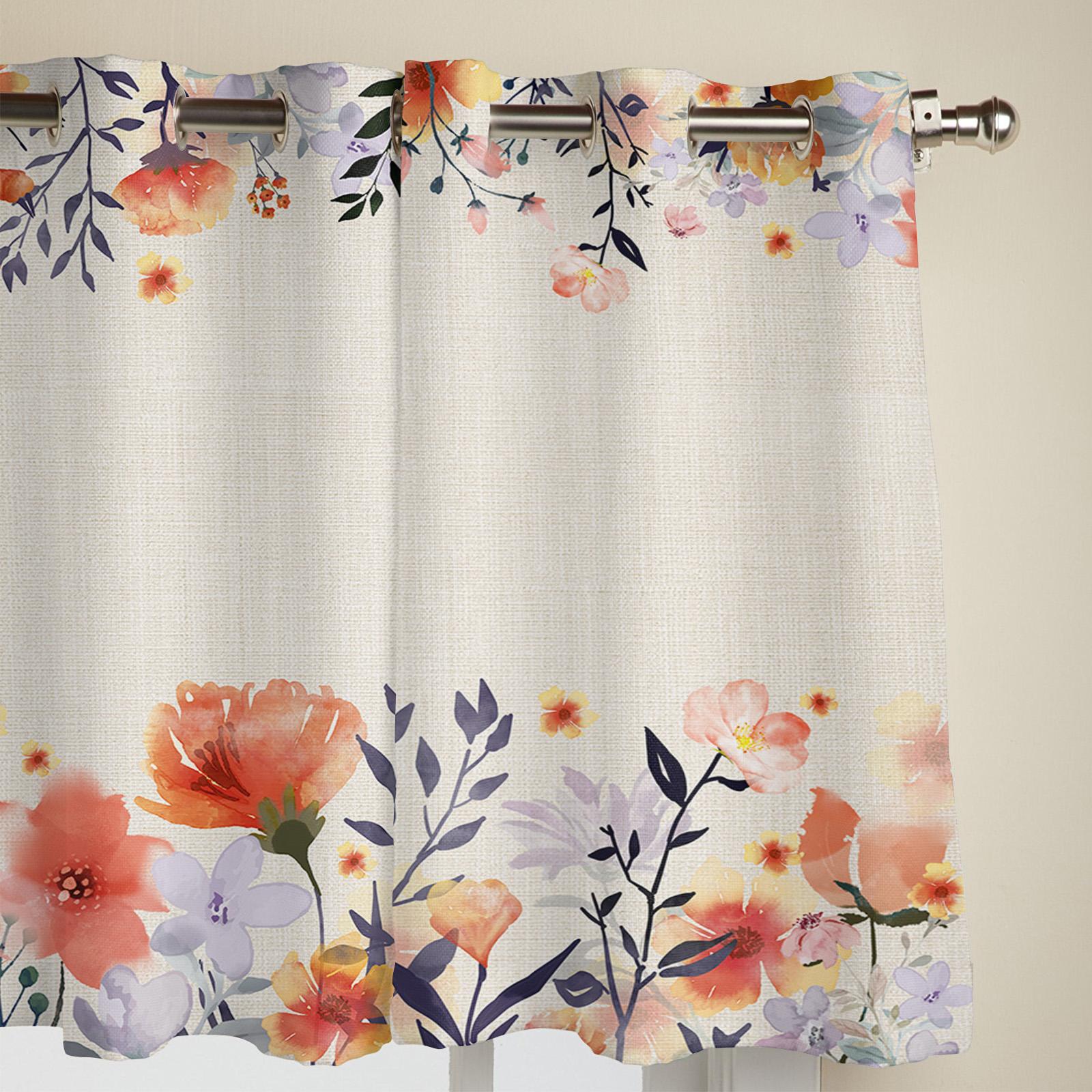 Растение Цветок Акварель Оранжевый Оконные Шторы для Гостиной Спальня Шторы Современные — фото 3