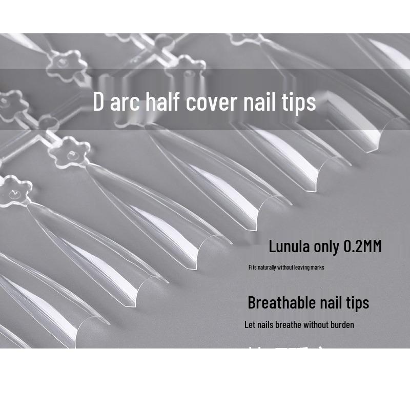 Cross-Border Street Encounter: Salon-Quality Short Round Crescent Nail Tips - No Carving or Grinding Needed