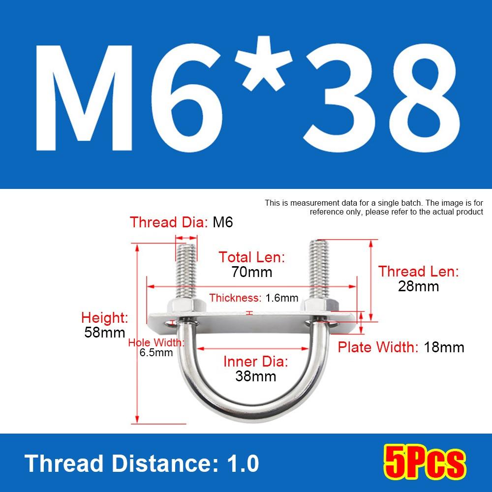1Set Screws M6 Round Tube Clamp 304 Stainless Steel Right Angle U-bolt Round Bolt  for Round Tube