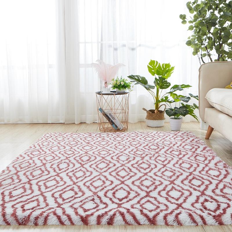 Huňatý koberec do obývacího pokoje Pohovka Barvené plyšové Koberce do ložnice Měkké pohodlí Dekor u postele Neklouzavá dětská podlaha v ložnici