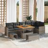 9 Piece Grey Garden Sofa Set with Cushions