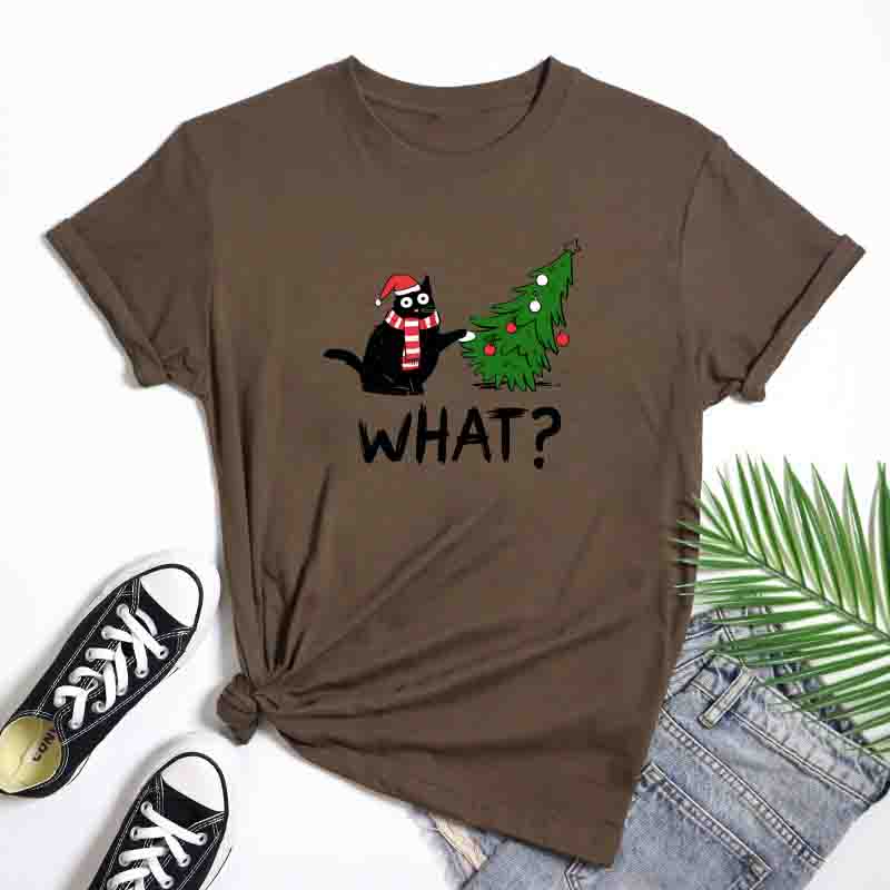 Christmas Cat What Tee Funny Cat Mom Xmas Holiday Gift TShirt Fashion Unisex Merry Catmas Top