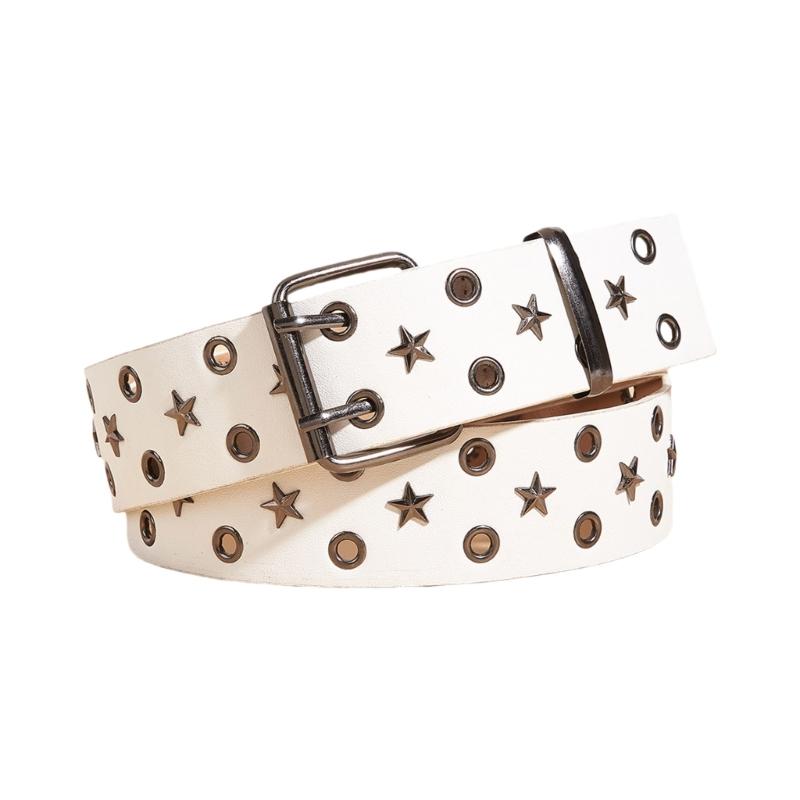 Grommet Waist Belt Punk Star Charm Skinny Chain for Cowboy Grunge Buckle Modern Waistband Waist Chain Studded Belt