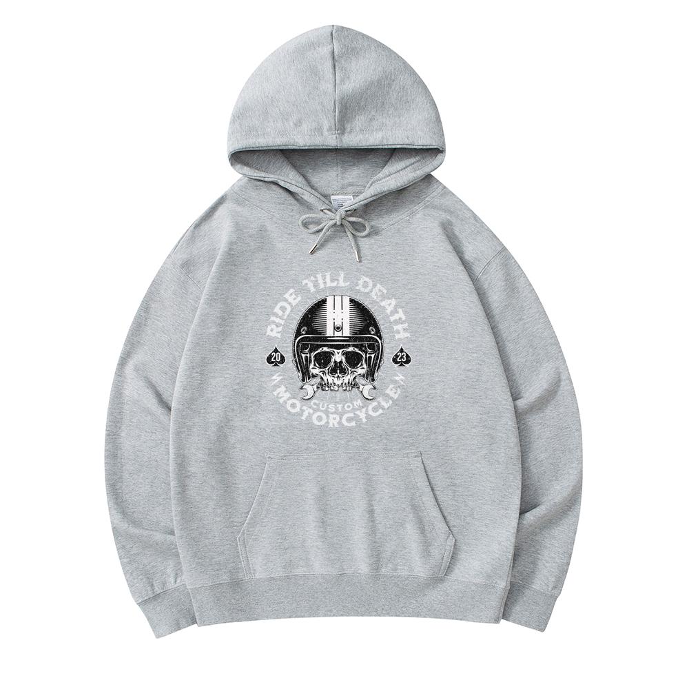 

300 GSM Men s Cotton Hoodies RIDE TILL DEATH Print Premium Cotton Sweatshirt XS армия зеленый