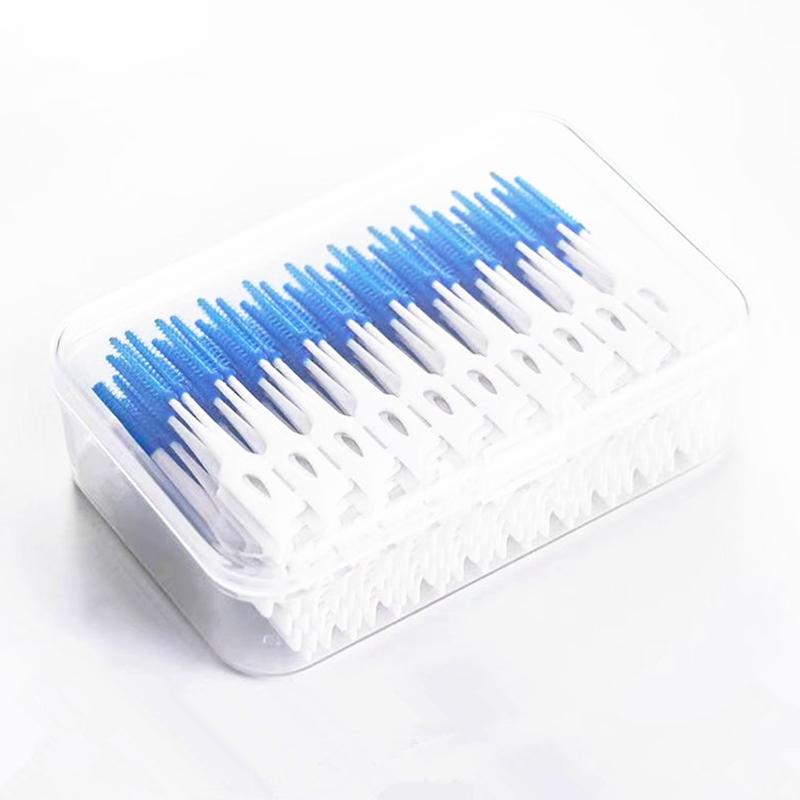 Interdental Silicone Brushes 100/160 Units Dental Toothpicks Brush Between Teeth With Thread Oral Cleaning Tools