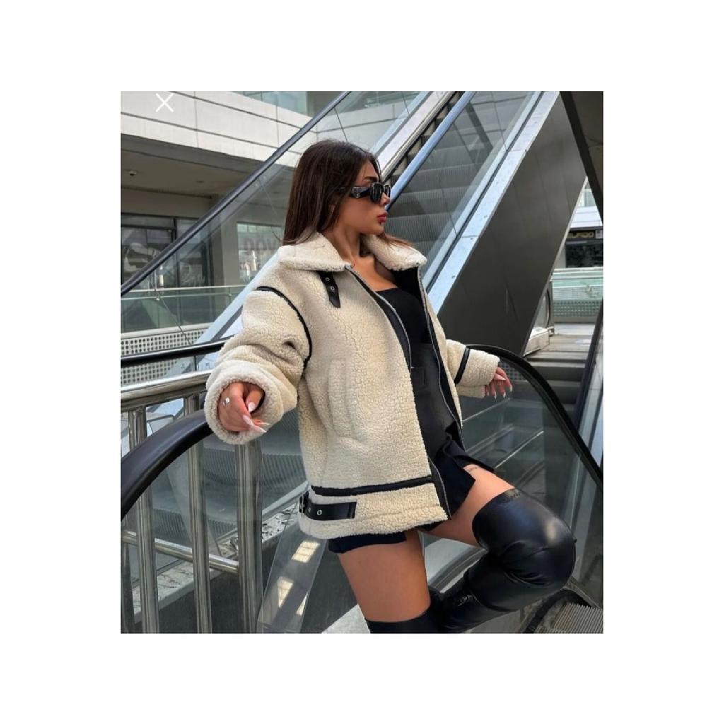 Biker Plush Coat In The Model Of The Famous Fur Fur Brand