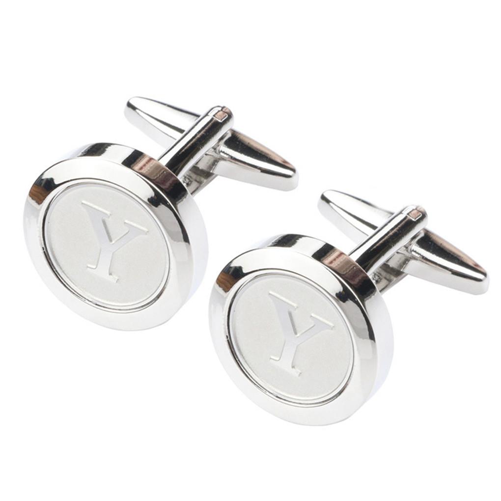 

1 пара запонок из сплава с алфавитом для мужчин и женщин, полированная латунь, запонки, деловой, свадебный подарок letter y