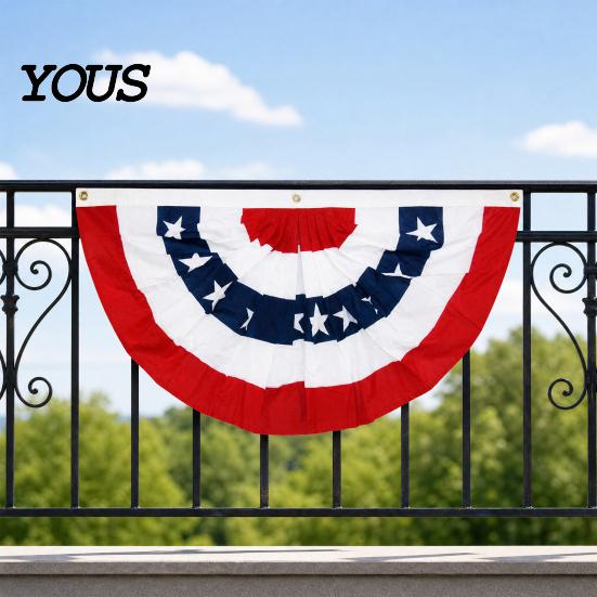 Fächer für Feiertage USA-Flagge, 4. Juli Amerikanische Flaggen-Girlande, Rot Weiß Blau Hochwertige Patriotische Deko Halb-Banner für