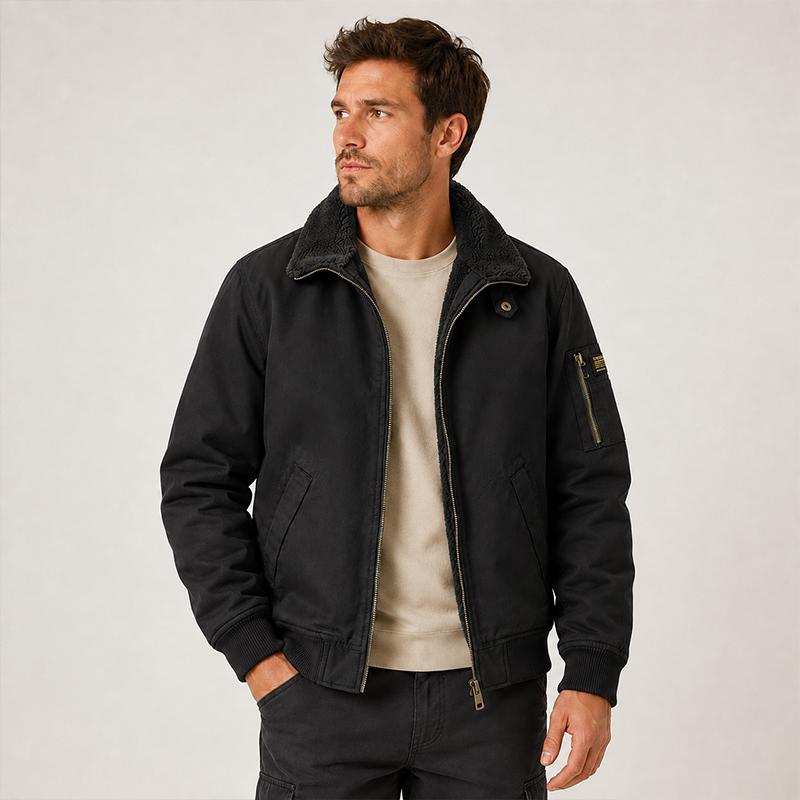 Men Thick Windproof Bomber Jacket, Fleece