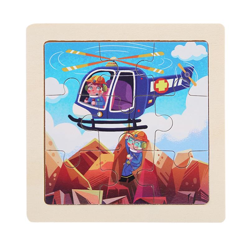 9-Piece Wooden Cartoon Animal Transport Jigsaw Toy for Early Education