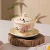 Peach Blossom Cover Bowl Kung Fu Tea Cover Bowl Tea Office Tea Cup Ceramic Single Flower Tea Bowl Gift Souvenir