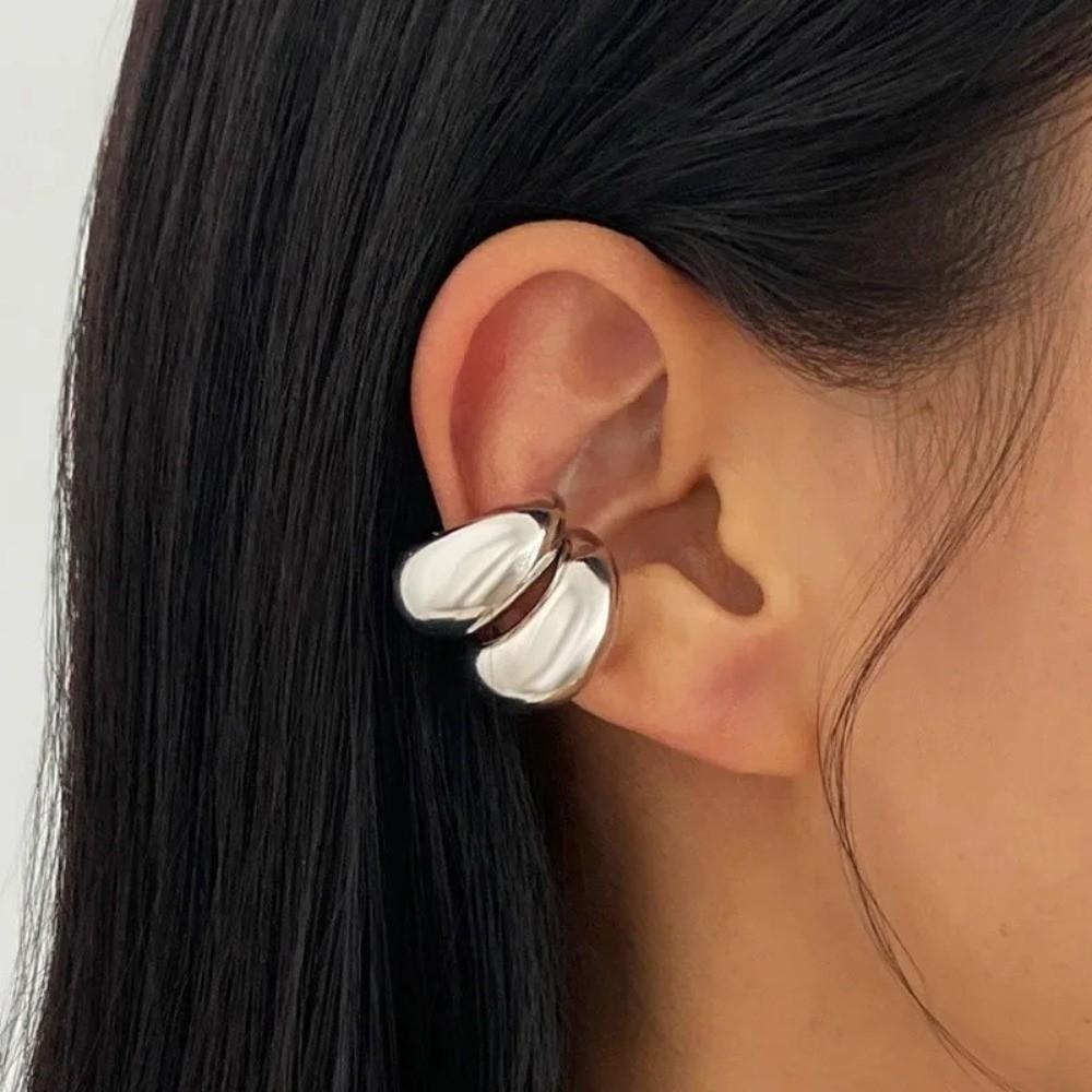 Gold Multilayer Hollow Ear Clips Water Drop Ear Cuff Jewelry Simple Fake Piercing Earrings Daily
