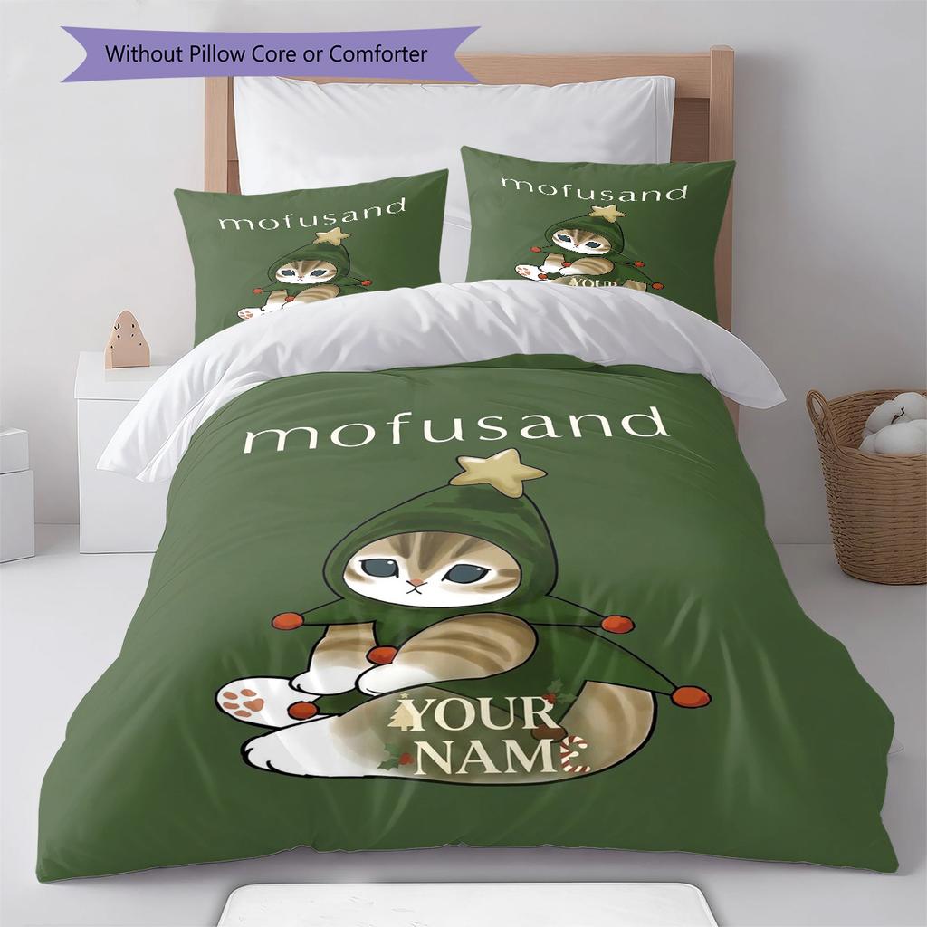 Floral Paws Collection Custom Name Pattern Bedding Quilt Set Quilt Cover Pillowcase Home Birthday Gift(1 * duvet cover + 2 * pillowcase, without core)
