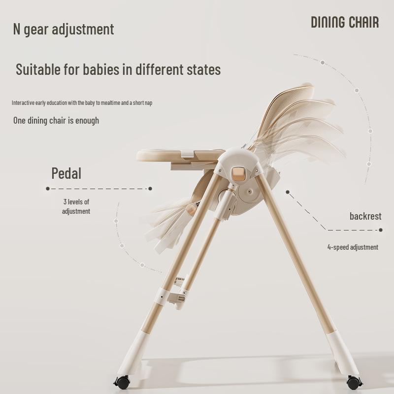 Compact Multi-Functional Baby High Chair: Recline, Fold, and Rock - Portable 2-in-1 Eating and Relaxing Chair for Infants