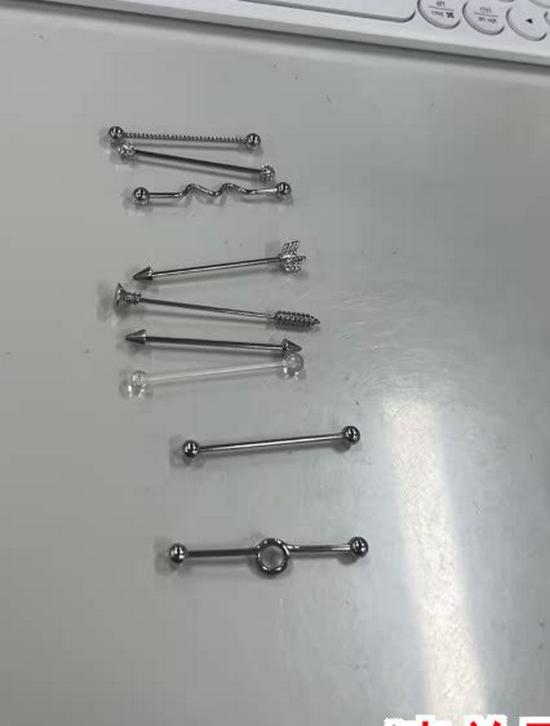 Arrow Screw Industrial Barbell Earrings for Double Ear Holes - European and American Popular Horizontal Bar Design