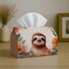 2D Flat,1pc Cute Sloth Illustration Tissue Box Cover - Floral Animal Portrait Napkin Holder for Home, Kitchen, and Car Decor | Multi-Functional Fabric