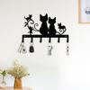Black Cat Metal Wall Hook, Silhouette Key Holder, Decorative Animal Hook for Entryway Living Room Halloween Gift
