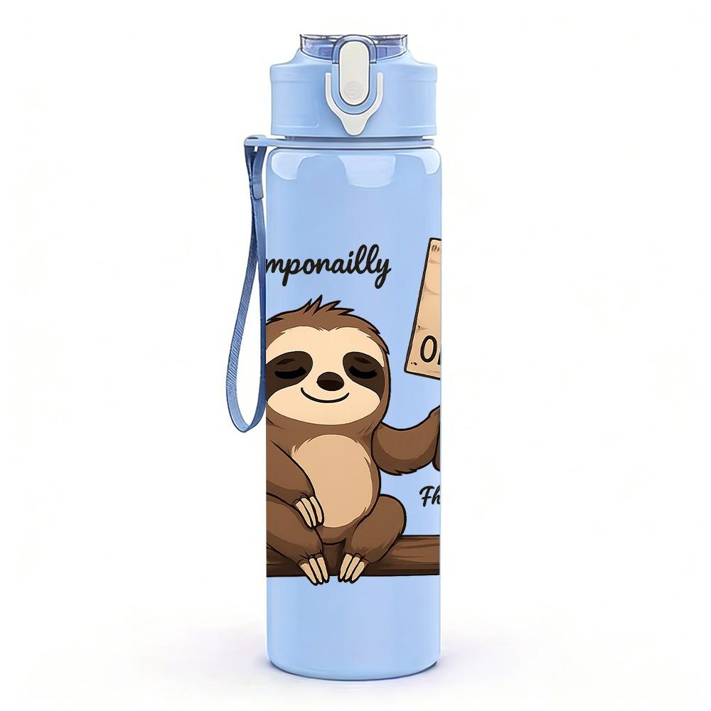 1PC Sloth Out Of Office Sign 750ml Color Plastic Sports Water Bottle Leakproof Flip Straw Lid Suitable for Sports Office Home Use