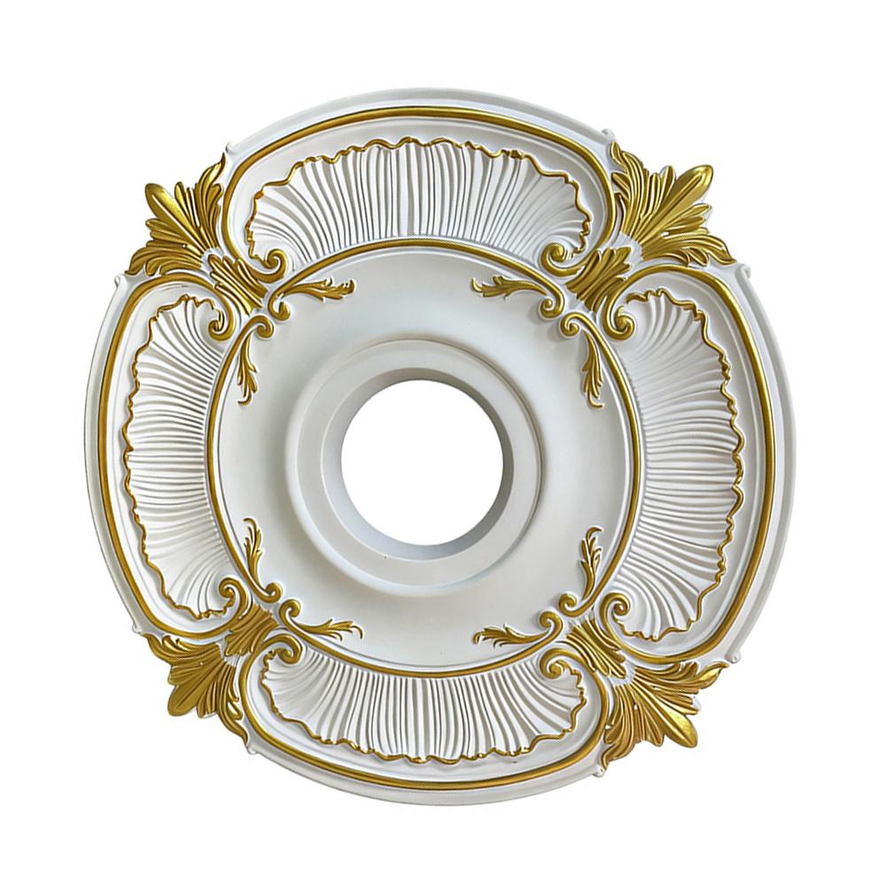 1pc PU Ceiling Medallion Decorative Ceiling Chandelier Medallion 33.5/45.5cm With Gold Accent Round Home Lighting Base
