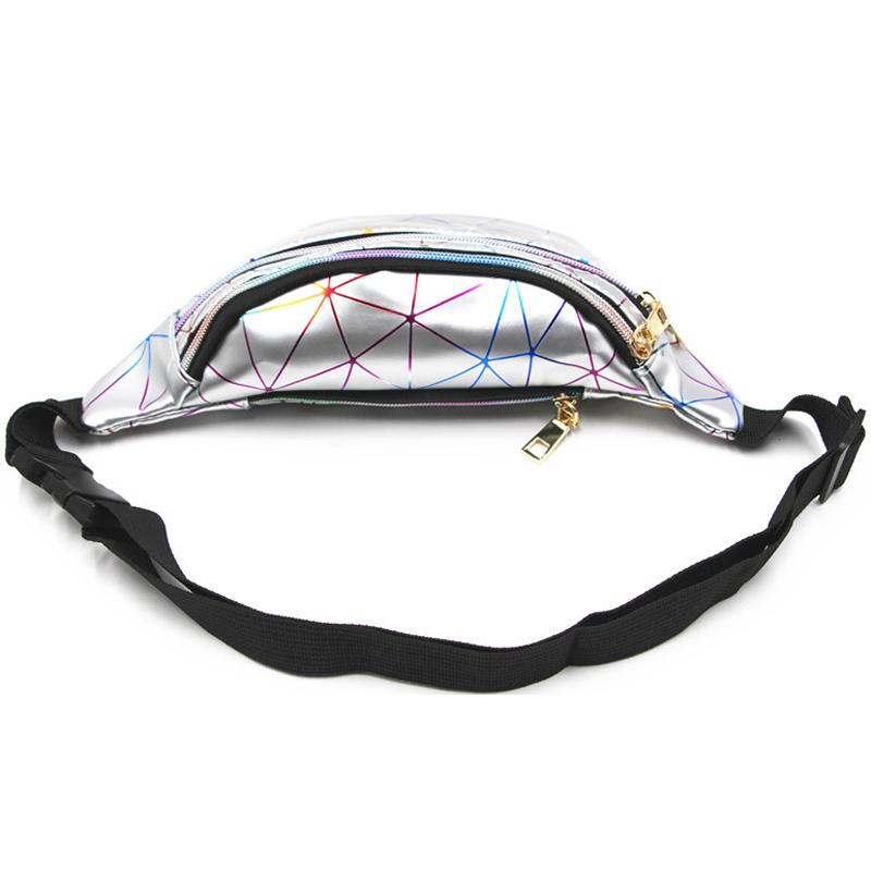 Men Women Waist Bag Diamond-shaped Colorful Laser Sports Multi-layer Outdoor PU Waist Bag Bright Leather Waist Bag Men's and Women's Chest Bag