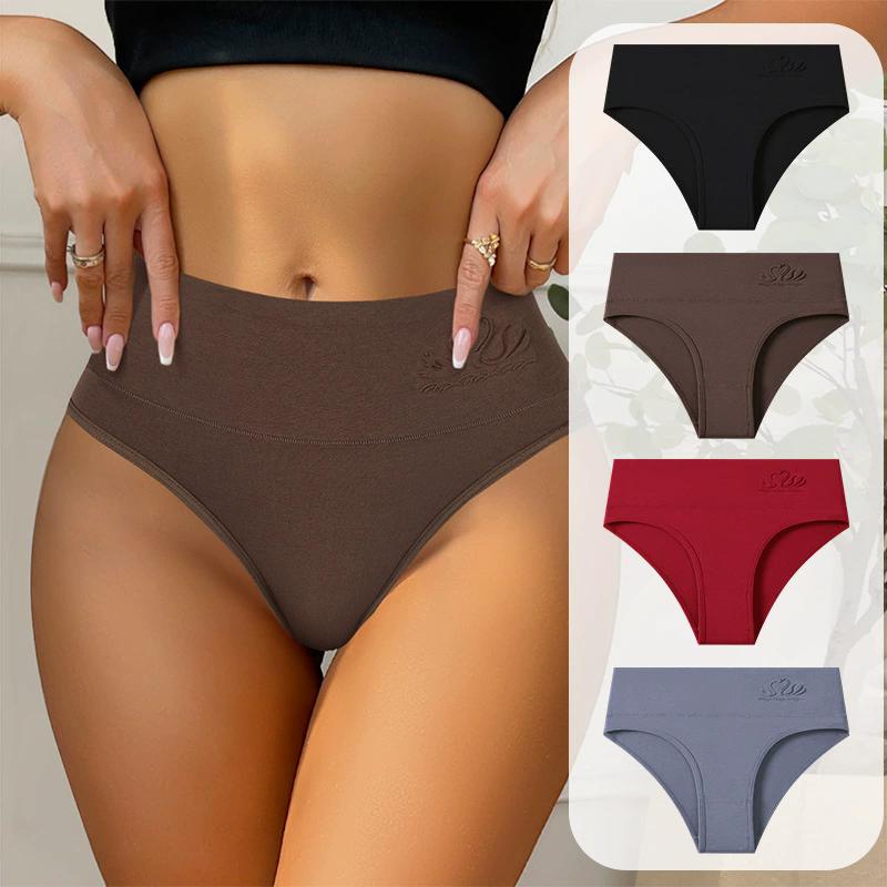 4PCS Women's Panties High Waist Underwear Breathable Cotton Briefs Sexy Women Underpants Soft Panty Plus Size Female Lingerie