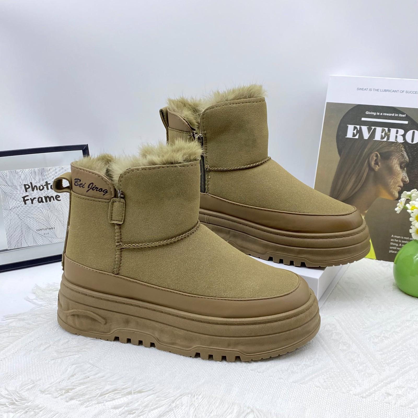 

Winter thick-soled versatile extra thick cotton shoes snow boots classic versatile fur integrated velvet warm short boots women 40
