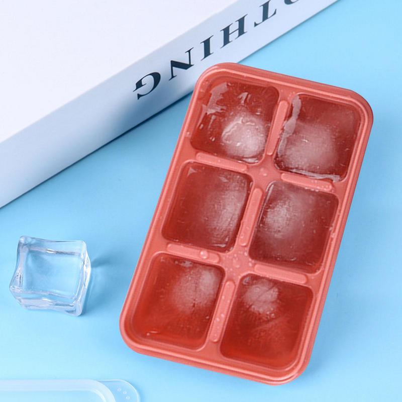 Safe Silicone Ice Cube Molds With Lid 6 Grids Square Ice Molds Reusable Whiskey I Ce Cube Molds DIY Homemade Barware