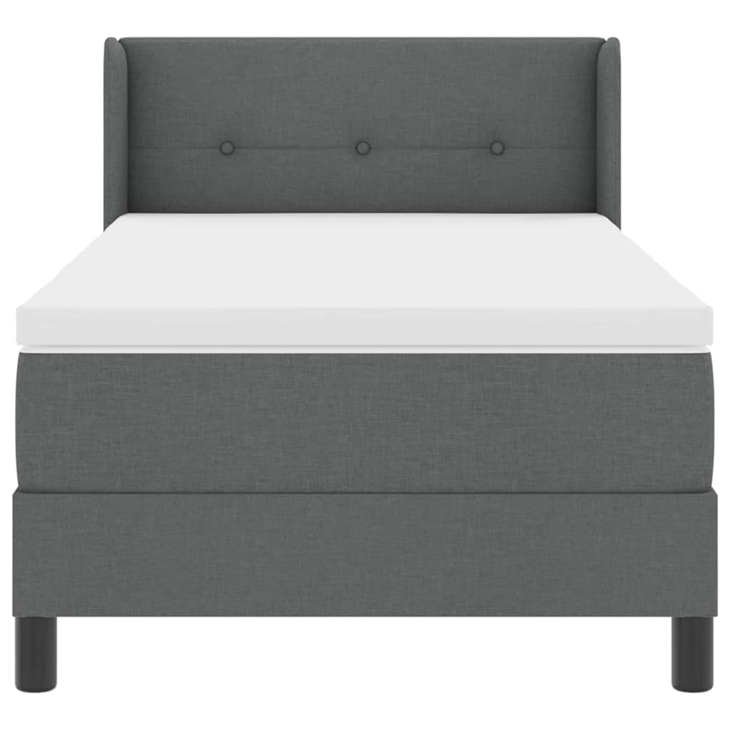Box Spring Bed with Headboard Dark Grey 200 X 100 Cm Fabric