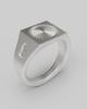 Reneobjet Sig Radial Engravd Square Ring [925 Sterling Silver] Signet Ring