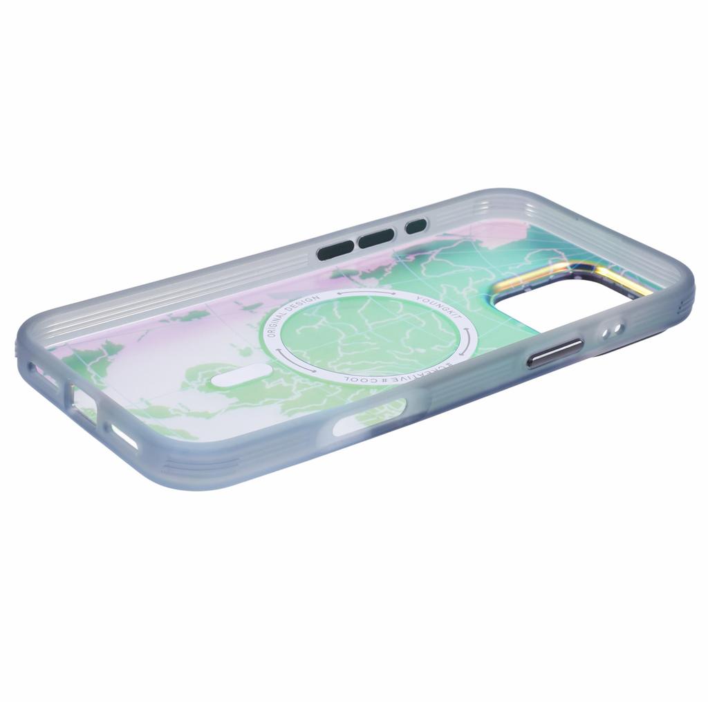 YOUNGKIT Global Series for iPhone 16 Pro Max Case Compatible with MagSafe IMD Map Design PC+TPU Phone Cover