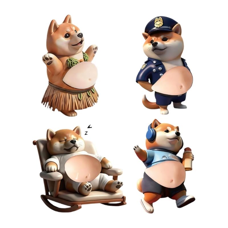 

4PCS Lovely Puppy Squeeze Stickers Silicone Shiba Inu Bumper Sticker For Wall Decoration And Fun Gift Giving Essential 1