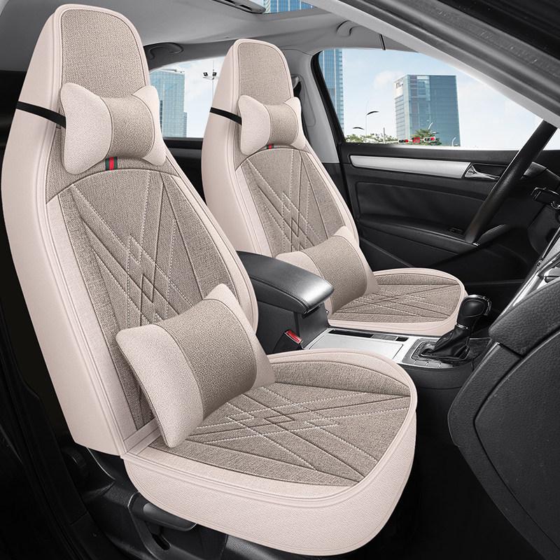 Seagull Car Seat Cushions (Models 23/24) - All-Season Linen Covers for New Energy Vehicles, Full Coverage.