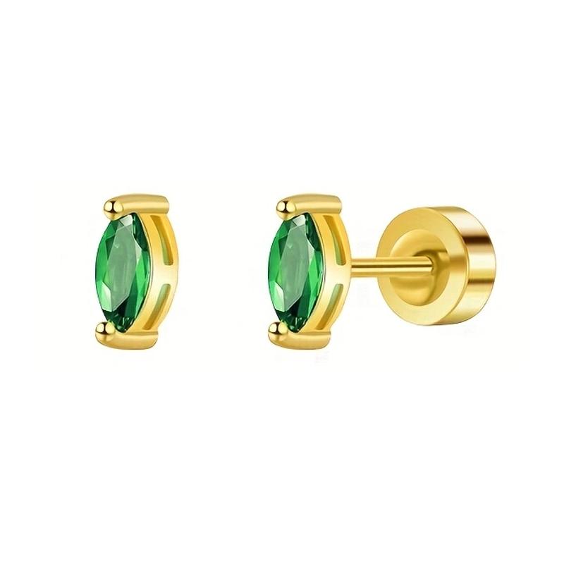 2 Pairs 20G Hypoallergenic Stainless Steel Zircon Stud Earrings
