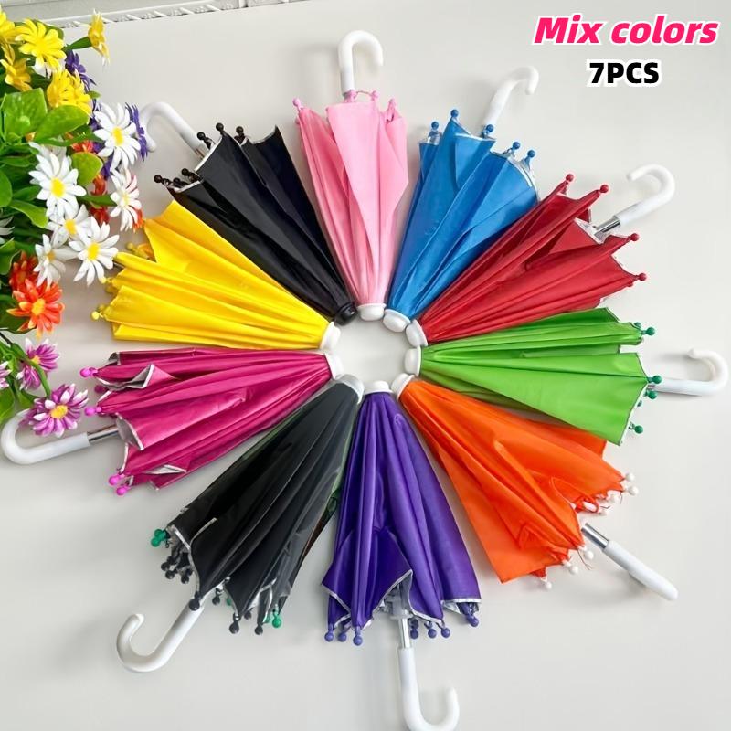 

7pcs Mini Garden Decorative Umbrellas Cute Folding Umbrellas Car Sunshade Umbrellas Colorful Micro Photography Props Umbrella Iron&8K