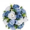 1Pc Outdoor Roman Column Flower Arrangement Pathway Flower Ornaments 15 Rose Green Plants Simulated Flowers, Used for Outdoor Ceremony Decoration