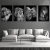 Modern Black and White Lion Poster Print Wild Animal Love Family Canvas Painting Wall Art Picture Living Room Bedroom Home Decor