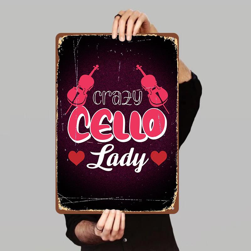 

Crazy Cello Lady Metal Wall Art Decor for Music Lovers Cello Player Gift Room Decoration 7.9x11.8In(20x30cm)