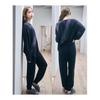 [Emefeel] Fluffy Waffle with Belly Band, Room Wear, Women's Sweatshirt, Pajamas (Top and Bottom Set/Long Sleeve), Warming, Cold Protection, Loose,