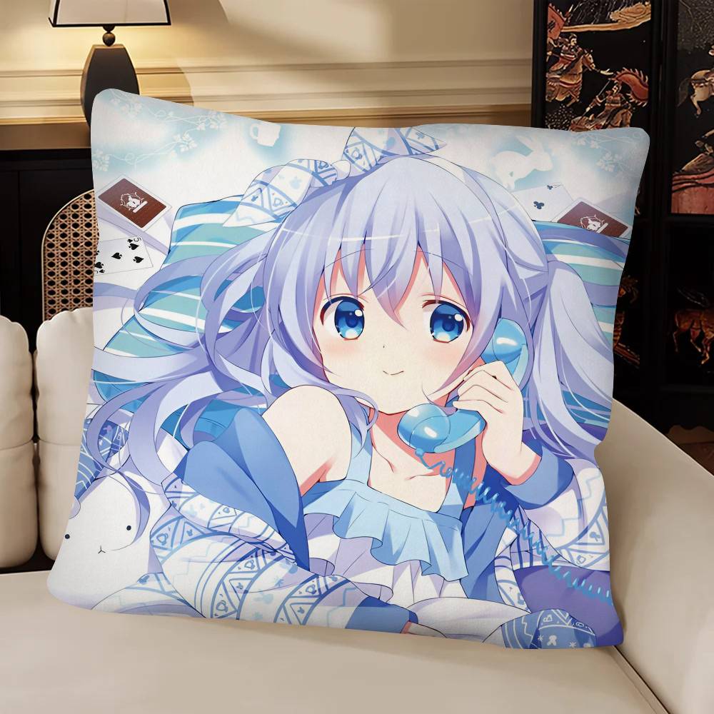 Anime Kafuu Chino Pillow Case Fashion Square Pillowcase Bedroom Sofa Room Ins Decoration Leisure